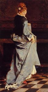 mujer en una verdosos  vestido