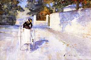 Femme sur une safty tricycle