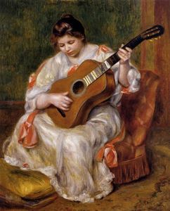 donna giocare il chitarra