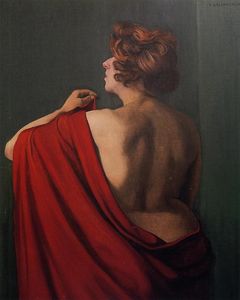 женщина Красную  шаль