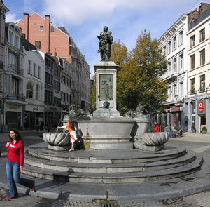 Liege , Vinave D'ile, Fountain With The Virgin By Jean Del Cour