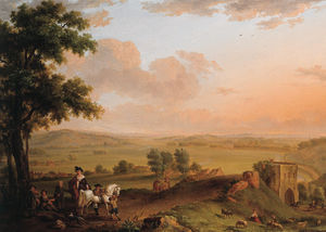 A Hunting Party And Beggars On A Road, An Extensive Valley Beyond