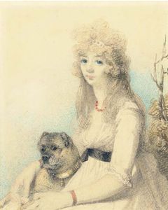 Portrait Of Lady Elizabeth Stanley With Her Dog, Half-length, Seated