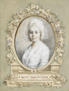 portrait de Frau en buste , Coiffée D'un Schultertuch