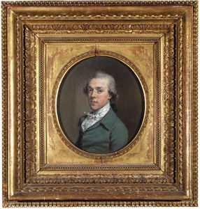 porträt von james colyear dawkins von standlynch , Bust-length , in ein Blue-green Mantel , mit weißem Lager , Oval