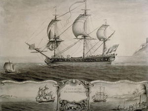 Blick auf das Blandford Fregatte auf den Eintritt in die West Indies und den Handel an der Küste von Afrika