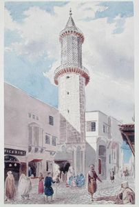 El minarete de la mezquita en la Rue de Chartres Y Rue Bab-Azoun