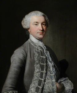 porträt von eine unbekannt mann in ein Grau Anzug