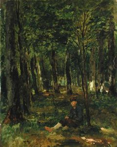 Young Farmer Sitting In The Forest -