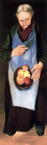  老妇 `peeling`  苹果