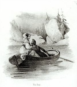 Alphonse de Lamartine und Elvire auf dem See