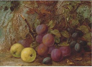 Ciruelas, damascenas y manzanas, en un banco de Mossy
