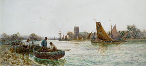 Fishermen Near The Quay At Christchurch, Hampshire