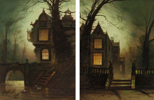 A Moonlit House On A River; And A Moonlit House In A Wooded Landscape