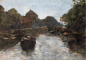 Barges In A Canal, The Hague