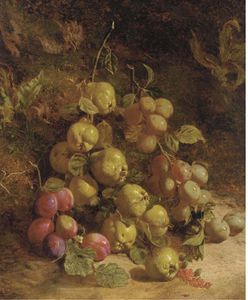 Pears And Plums On A Mossy Bank