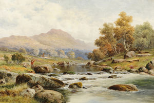 River Landscape With Figures Fishing