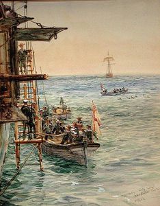 Eclipse-Partei verlassen HMS Theseus, Santa Pola On