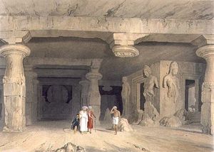 interno del Gran bretagna temple cave Di Elephanta