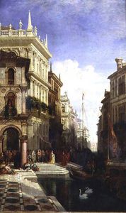 A Capriccio View Of Venice With A Princess Being Shown To A Gondola At The Back Of The Scuola Di San