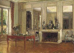 The Salon At Chateau De Fortoiseau, Signed