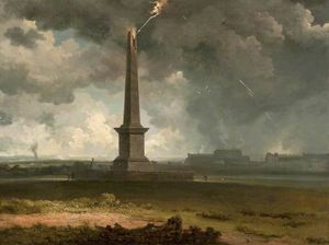 Die Nelson Monument On Glasgow Green vom Blitz getroffen