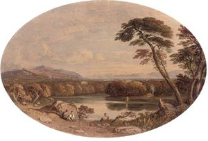 Romantic Landscape With Figures In The Foreground