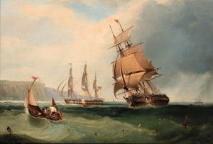 Fregatten In einem Onshore-Breeze Off Flamborough Head