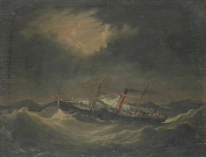 船舶伯爵代尔“在风暴中的Whitehaven关