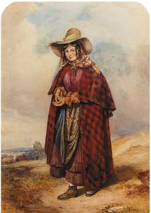  一个年轻的 `gypsy`  女孩  站在  在  领域