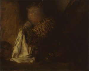Still Life With A Basket Between Two Crocks