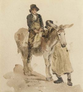 deux garçons avec un âne