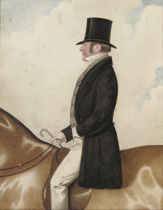 Eine elegante Gentleman zu Pferd