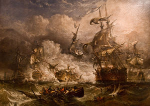 una pintura de los batalla de Camperdown