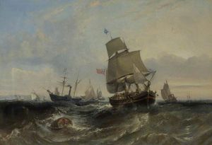 Navire Marchand et d autres navires dans une brise
