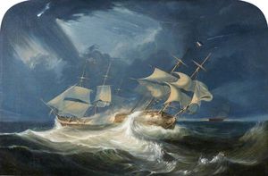 HMS «infatigable» Accompagné par Hm Amazone Attaquer le navire français «les Droits des Hommes