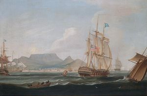 The East Indiamen ‚Lowther Castle‘, off Table Bay, Cape Town