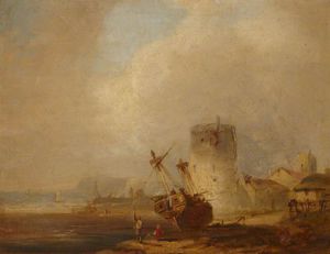 Coast Scene With A Boat Beached By A Martello Tower