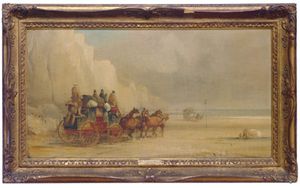 London-dover Mail Coach Ferrying A River; And A Companion Painting