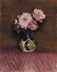 Still Life With Roses In A Painted Vase