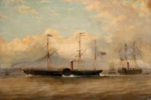 The British And North American Royal Mail Steam Ships 'europa' And 'niagara' Off The Tail Of The Bank
