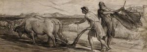 Ploughing - Study For 'the Mantle Of Elijah'