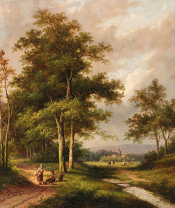 A Wooded River Landscape With Travellers; And Travellers Resting By A Stream