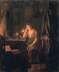 A Seated Lady By Candlelight