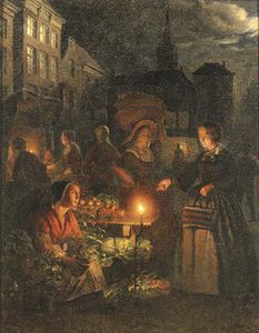 The Market Stall By Lamplight