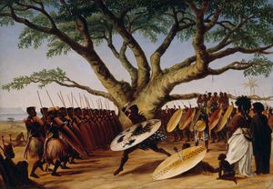 Guerra bajo la danza Un árbol de higo por zulúes