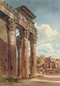 le temple d'antonin et faustine dans le Forum , Rome