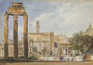 View The Forum In Rome With The Temple Of The Leading Vespasien