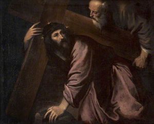 jésus christ `carrying` la croix