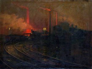 Das Stahlwerk, Cardiff bei Nacht